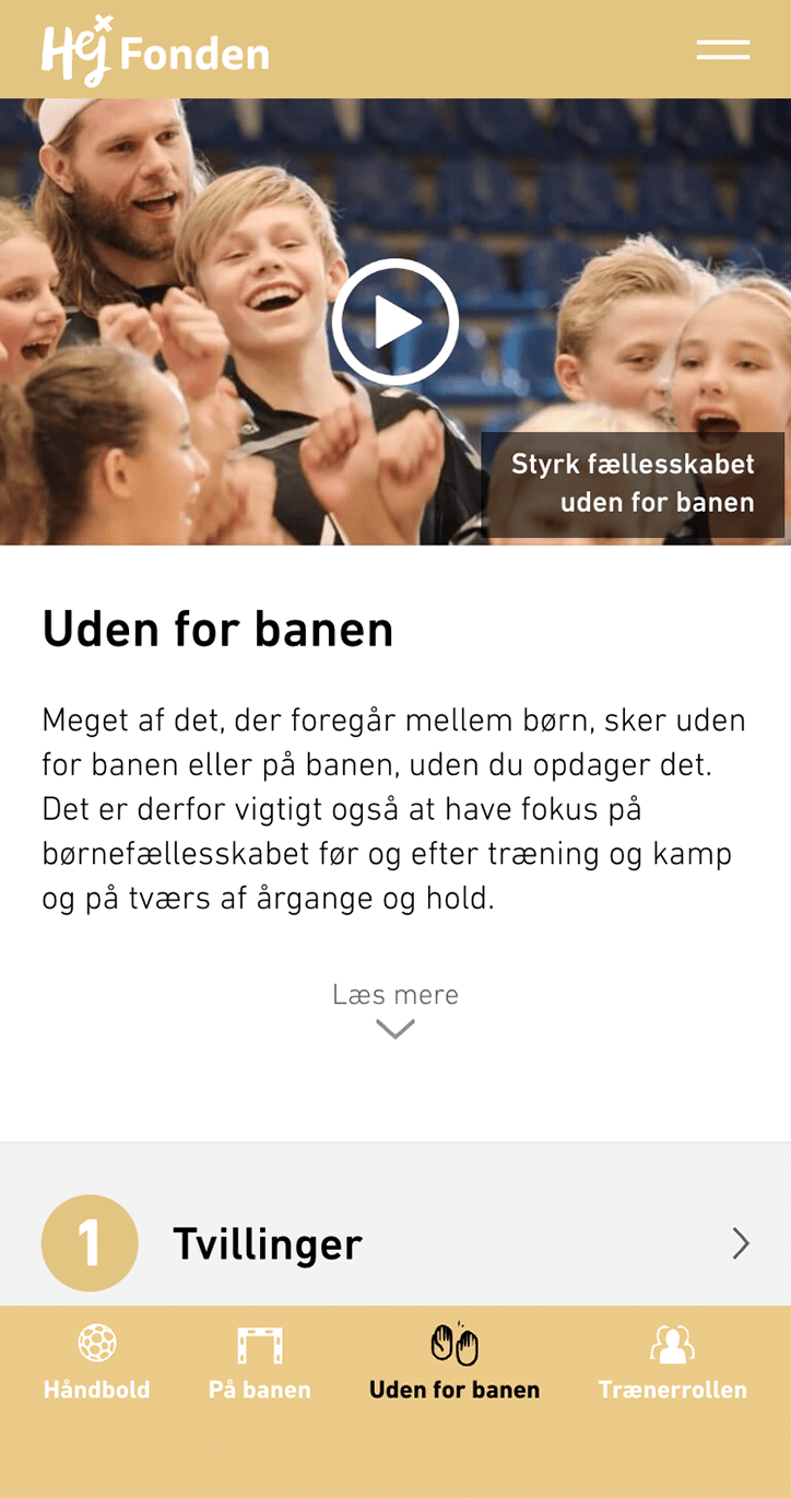 Screenshot af Antibulli Håndbold websitet