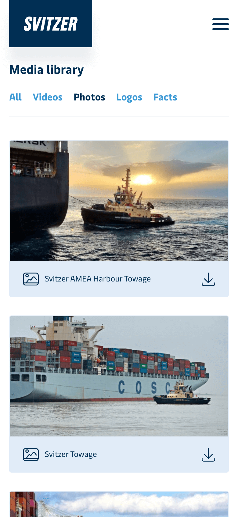 Screenshot af Svitzer websitet