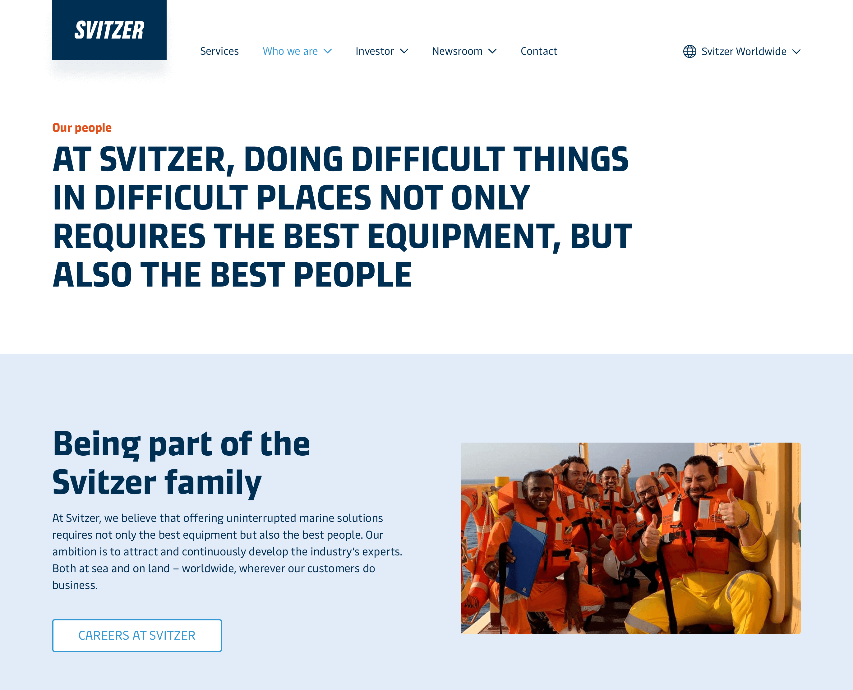 Screenshot af Svitzer websitet