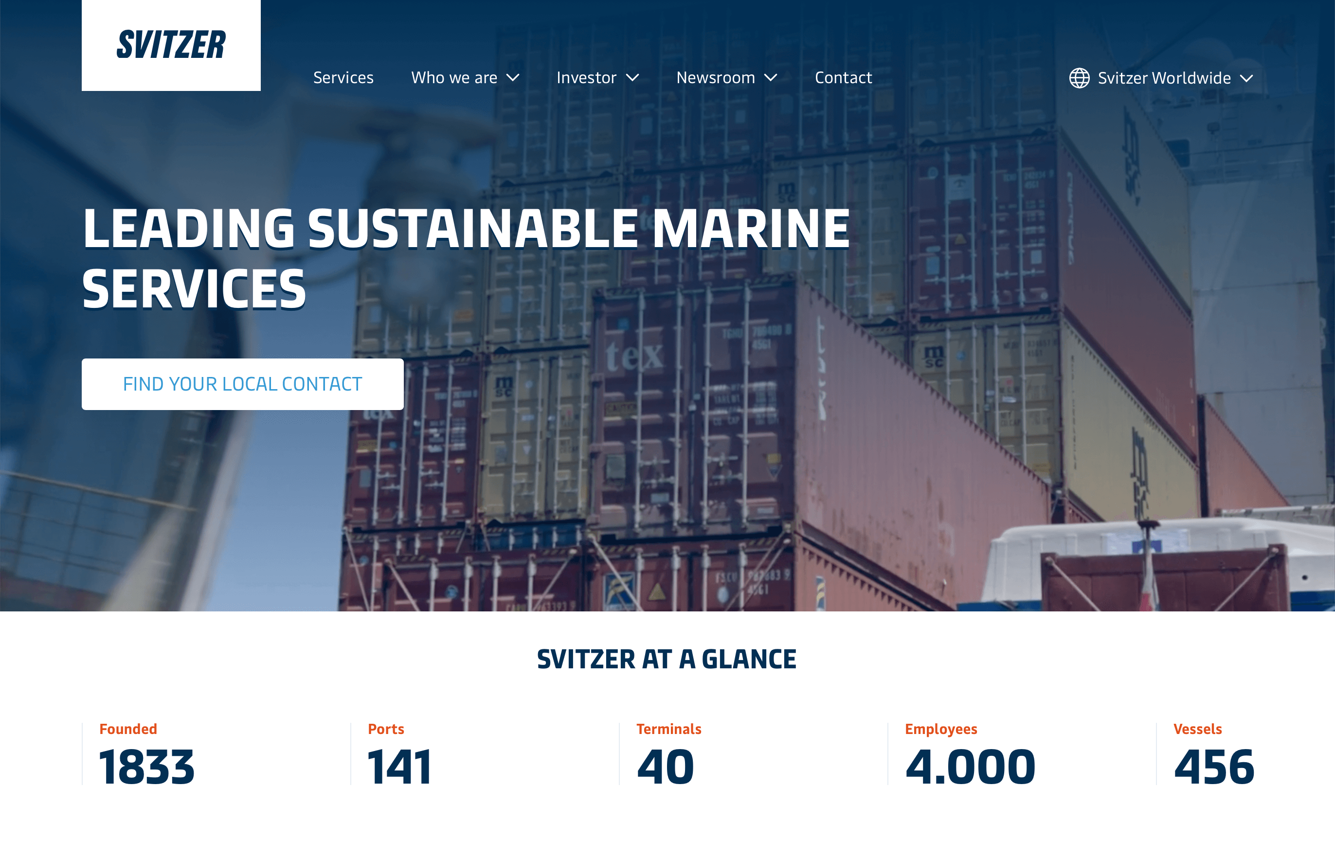 Screenshot af Svitzer websitet