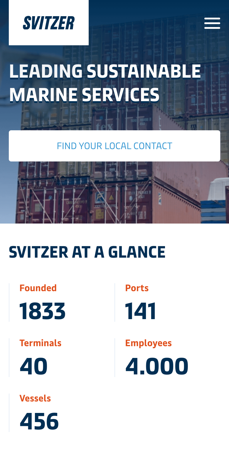 Screenshot af Svitzer websitet